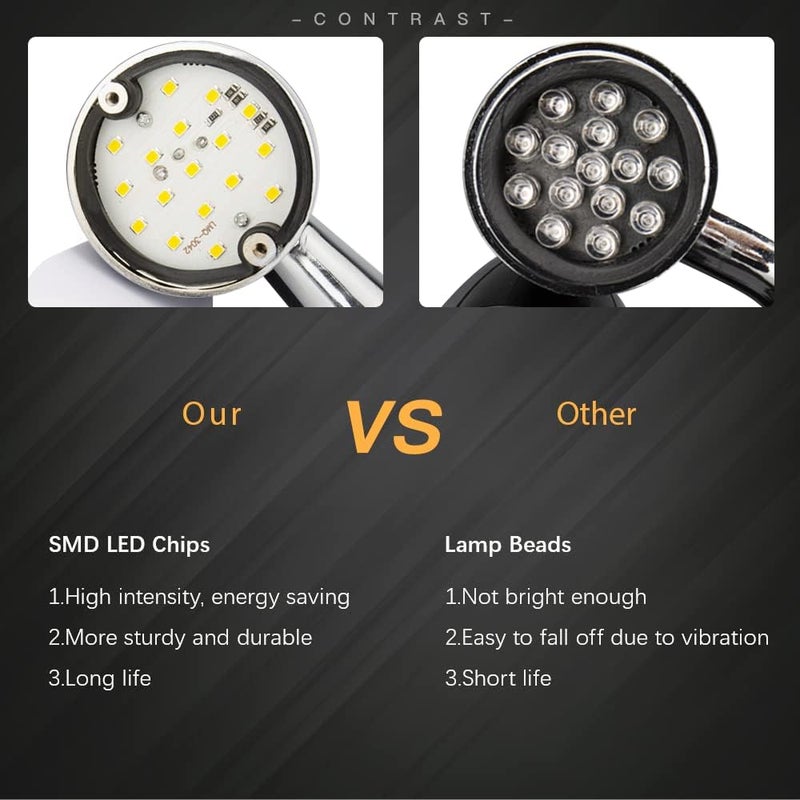 KICRY SMD LED Bullet Turn Signals Motorcycle Amber Front Rear Blinker Grill Indicator Universal Compatible for Honda Yamaha Suzuki Kawasaki Harley Chopper Bobber Dyna(Chrome-Amber) - Image 3